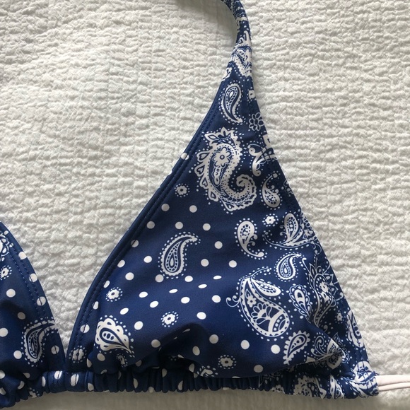 Arizona Jean Co Blue Triangle Halter Bikini Top - Picture 4 of 8